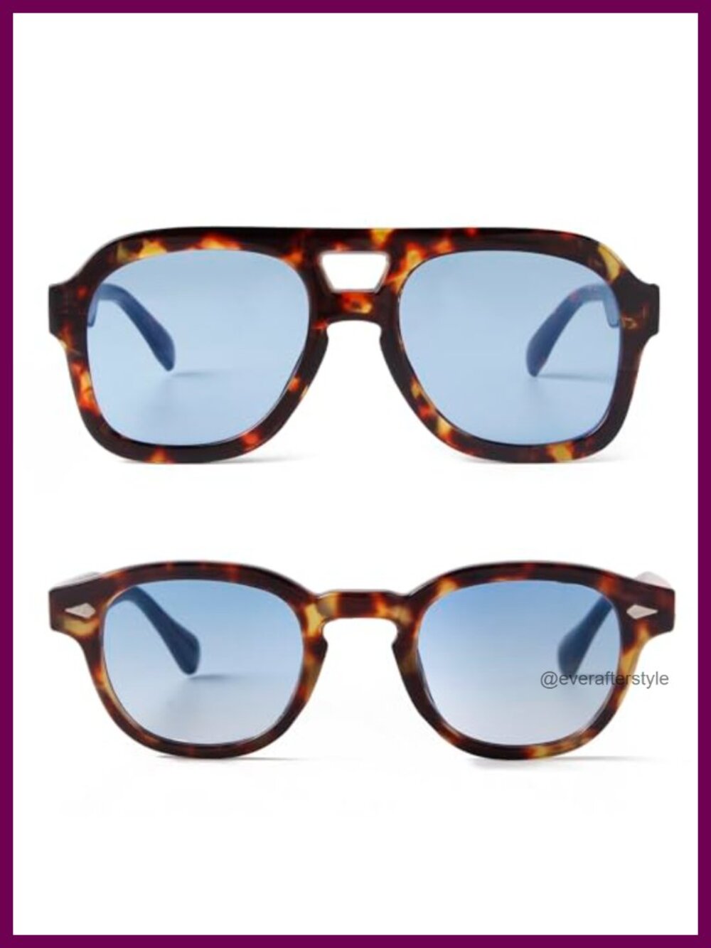 2PC Square Aviator & Round Sunglasses Set